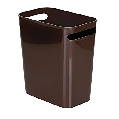 InterDesign Una Slim Wastebasket Trash Can 8 Quart Capacity Waste, 12-Inch, Dark Brown