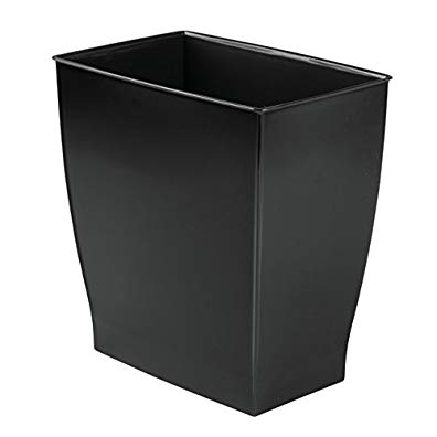 mDesign Rectangular Trash Can Wastebasket, Small Garbage Container Bin for Bathrooms, Powder Rooms, Kitchens, Home Offices - Shatter-Resistant Plastic, Black
