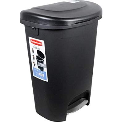 Rubbermaid 13-Gallon Premium Step-On Waste Bin, Black