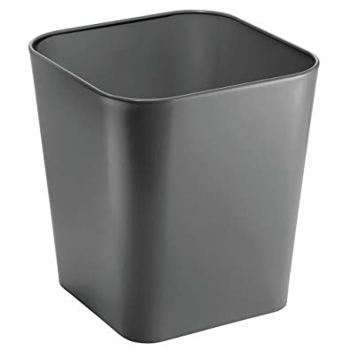 InterDesign Gia Steel Wastebasket Trash Can for Bathroom, Office, Den, Bedroom Waste, Slate
