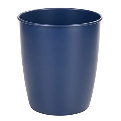 InterDesign Hamilton Metal Wastebasket Trash Can for Bathroom; Office; Kitchen - Matte Navy Blue