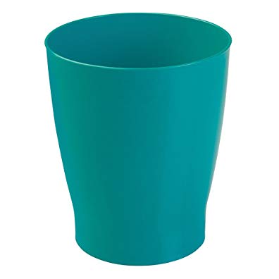 mDesign Slim Round Plastic Small Trash Can Wastebasket, Garbage Container Bin for Bathrooms, Powder Rooms, Kitchens, Home Offices, Kids Rooms - Teal Blue