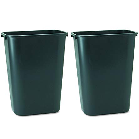 Rubbermaid Commercial 295700BK Deskside Plastic Wastebasket, Rectangular, 10 1/4 gal, Black 2 Pack