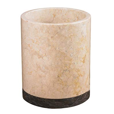 Creative Home 74628 Inveraray Banded Collection Champagne Marble Stone Waste Basket