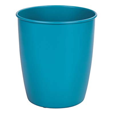 mDesign Round Metal Small Trash Can Wastebasket, Garbage Container Bin for Bathrooms, Powder Rooms, Kitchens, Home Offices - Durable Steel with Matte Teal Finish