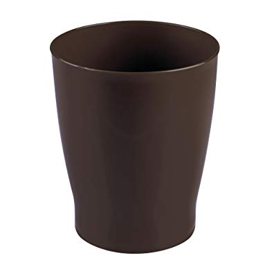 mDesign Slim Round Plastic Small Trash Can Wastebasket, Garbage Container Bin for Bathrooms, Powder Rooms, Kitchens, Home Offices, Kids Rooms - Dark Brown