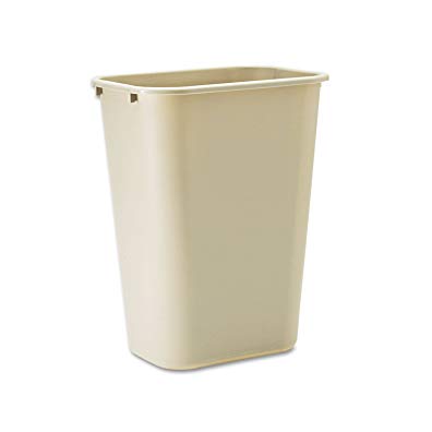 Soft Molded Plastic Wastebasket, Rectangular, 10 1/4 gal, Beige