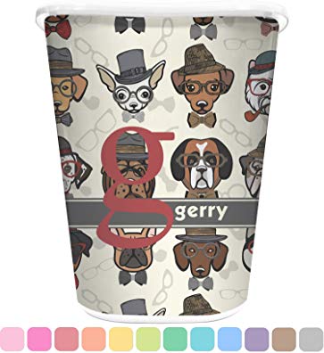 RNK Shops Hipster Dogs Waste Basket - Single Sided (White) (Personalized)