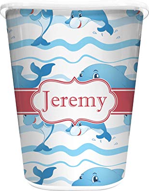 RNK Shops Dolphins Waste Basket - Single Sided (White) (Personalized)