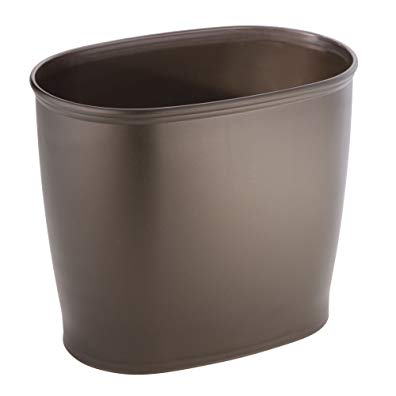 mDesign Oval Wastebasket Trash Can for Bathroom, Kitchen, Office - Bronze