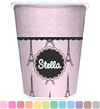 RNK Shops Paris & Eiffel Tower Waste Basket - Single Sided (White) (Personalized)