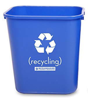 Pack of 10 (6.50 each) Deskside Recycling Bin Container in Blue Plastic, Small, 13-5/8 quart (3.4 gallon)