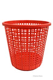 American Chateau 10L Red Grid Pattern Plastic Kids Bathroom Room Waste Basket Trash Garbage Can