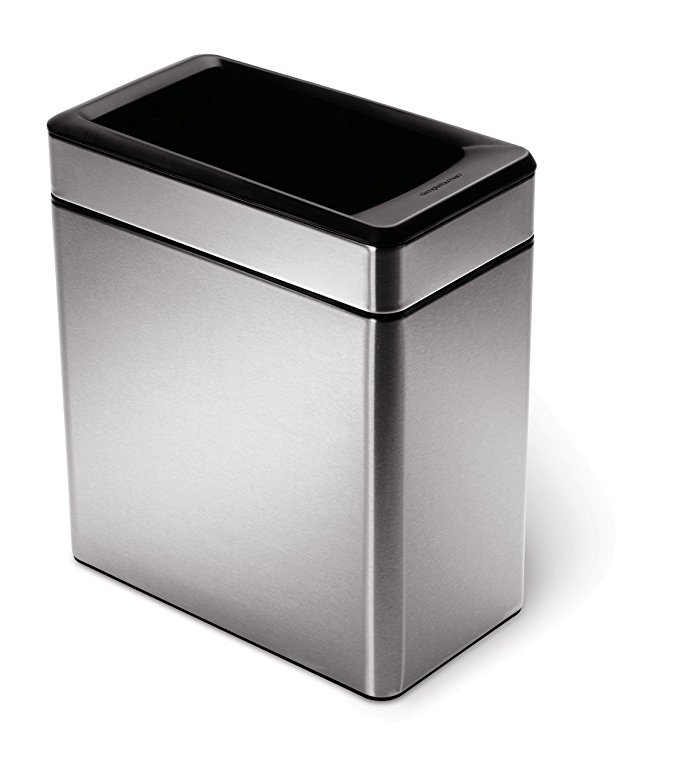 simplehuman Profile Open Trash Can, Stainless Steel, 10 L / 2.6 Gal