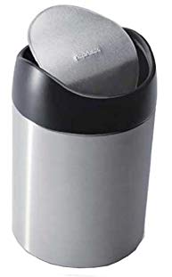 simplehuman Countertop Trash Can, Brushed Stainless Steel, 1.5 L / 0.40 Gal