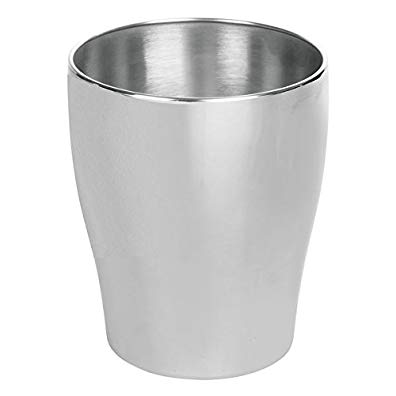 mDesign Modern Round Metal Small Trash Can Wastebasket, Garbage Container Bin for Bathrooms, Powder Rooms, Kitchens, Home Offices - Durable Stainless Steel with Brushed Finish