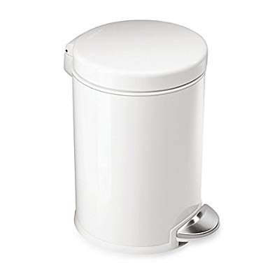 simplehuman Round 1-1/5 Gallon Step Wastebasket Perfect for Small Spaces in White