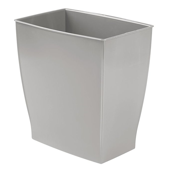 InterDesign Mono Rectangular Wastebasket Trash Can for Bathroom, Gray