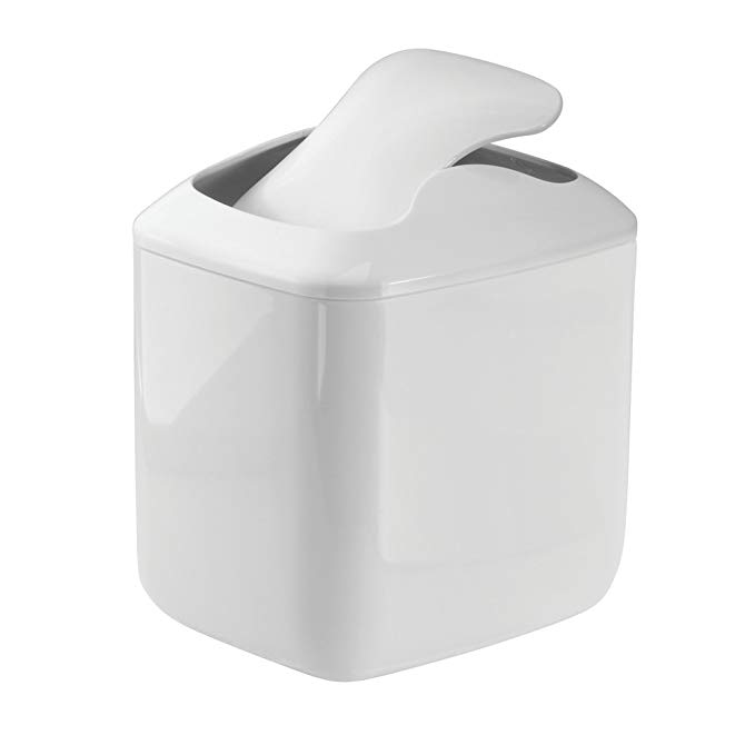 mDesign MetroDecor Wastebasket Trash Can for Bathroom Vanity Countertops, White