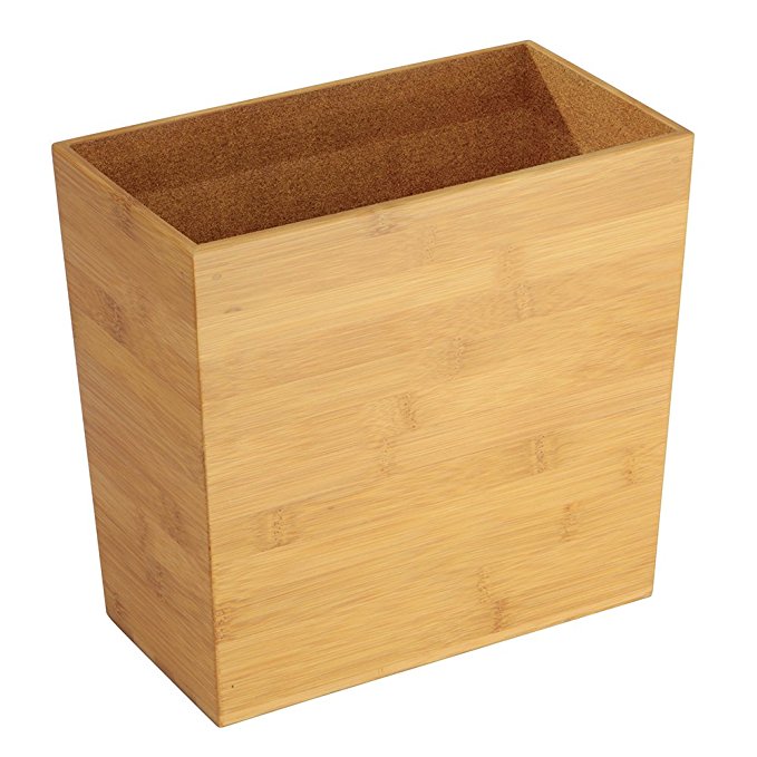 InterDesign Formbu Rectangular Wastebasket – Home or Office Trash Can, Bamboo