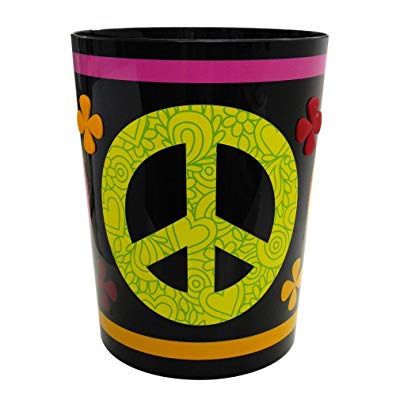 Allure Home Creations Peace Out Printed Plastic with PVC Pad Wastebasket