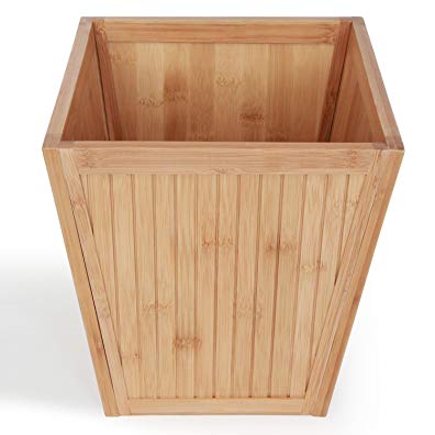 ToiletTree Products 100% Bamboo Wooden Wastebasket Trash Can