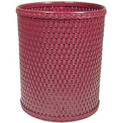 Chelsea Collection Decorator Color Round Wicker Wastebasket (Raspberry)